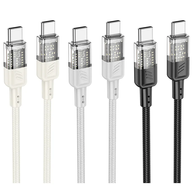 Cáp Sạc Type-C to Type-C Hoco U129 Spirit 60W Transparent thiết kế trong suốt hiện đại bền bỉ