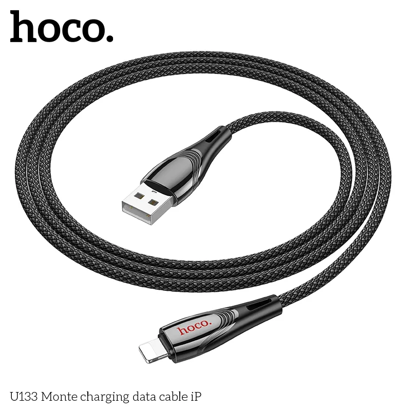 Cáp Sạc iP Hoco U133 Monte thiết kế dây bện bền bỉ chống đứt gãy