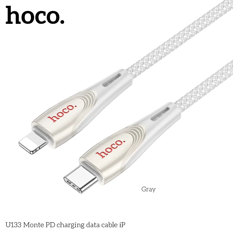 Đóng gói cáp sạc PD iP Hoco U133 Monte gọn gàng, tiện lợi bảo vệ sản phẩm tối ưu