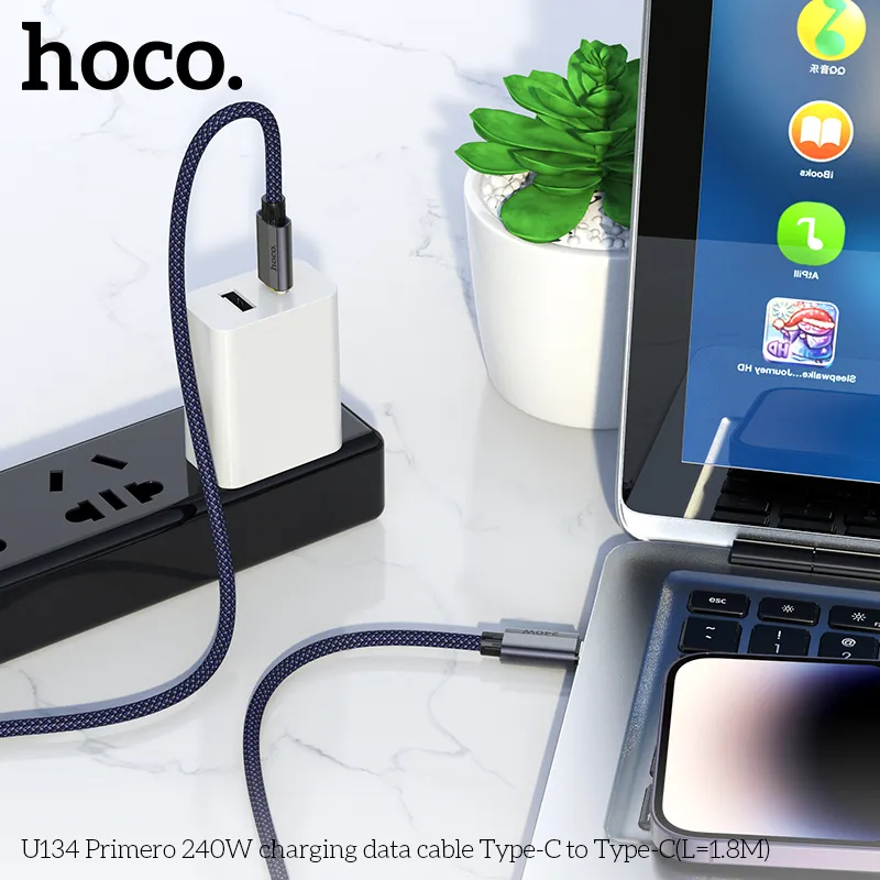 Cáp Sạc Type-C to Type-C Hoco U134 Primero 240W 1.8M chuẩn PD3.1 truyền tải nhanh