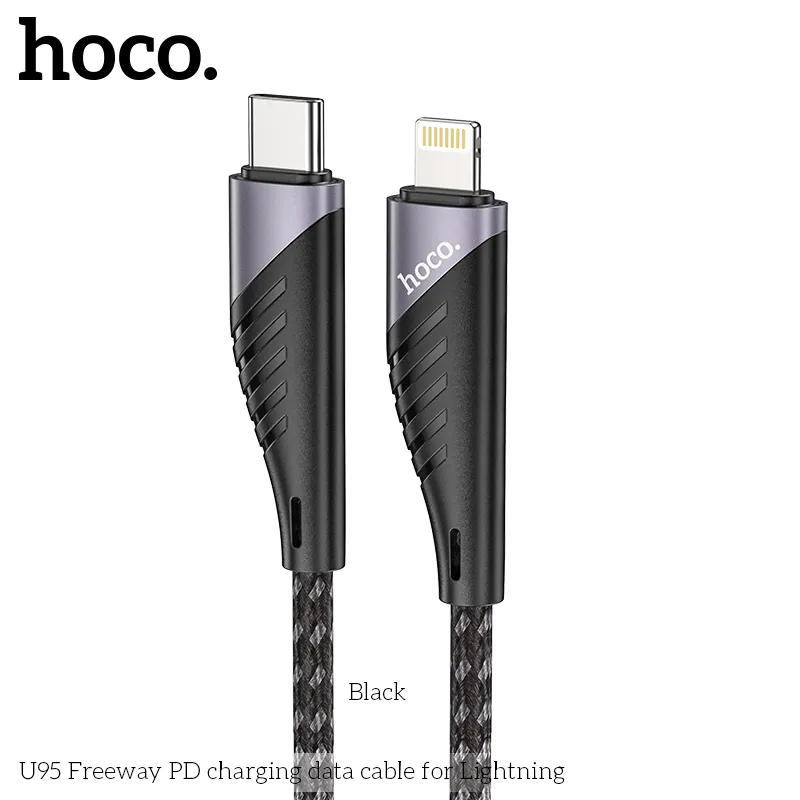 Cáp Sạc PD iP Hoco U95 Freeway thiết kế bền bỉ, hỗ trợ sạc nhanh PD 20W cho iPhone 12
