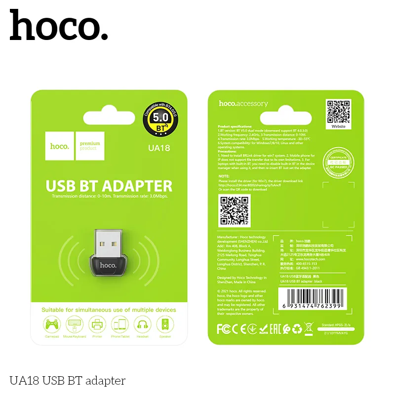 Bộ Chuyển Đổi Hoco UA18 USB BT adapter thiết kế nhỏ gọn hiệu quả cao