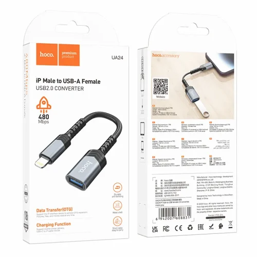 Bộ Chuyển Đổi Hoco UA24 iP male to USB female 2.0 converter