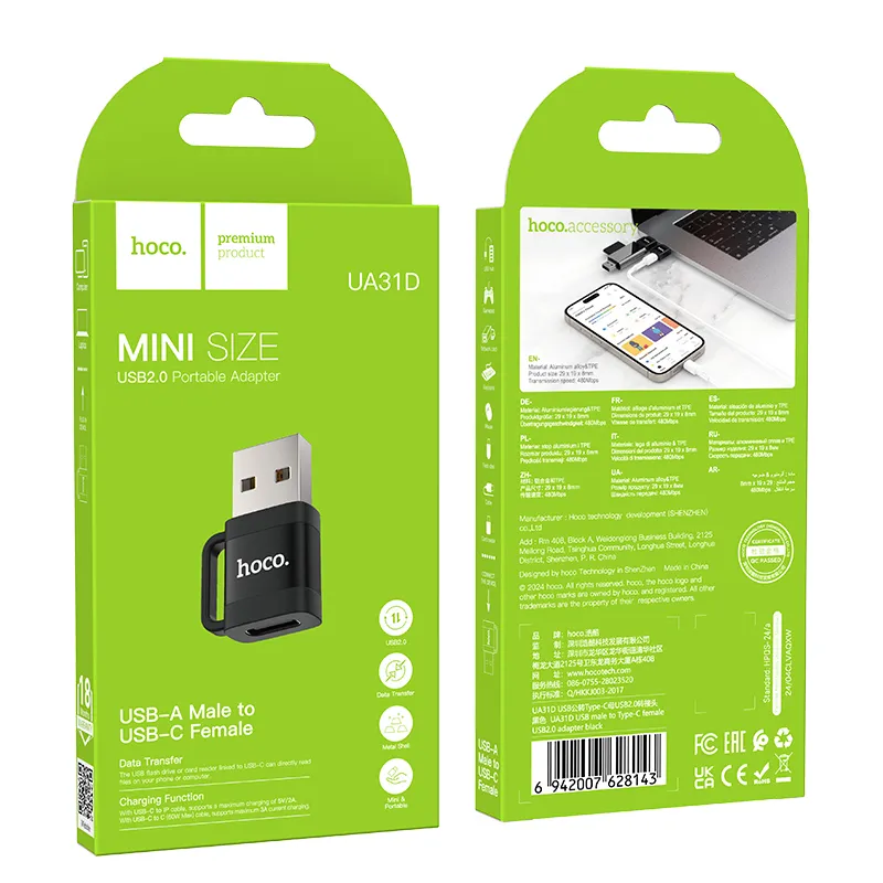 Kích thước nhỏ gọn, tiện lợi mang theo adapter Hoco UA31E