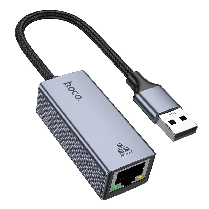 Bộ chuyển đổi Hoco UA37 USB ethernet adapter 1000 Mbps với thiết kế nhỏ gọn và tiện dụng