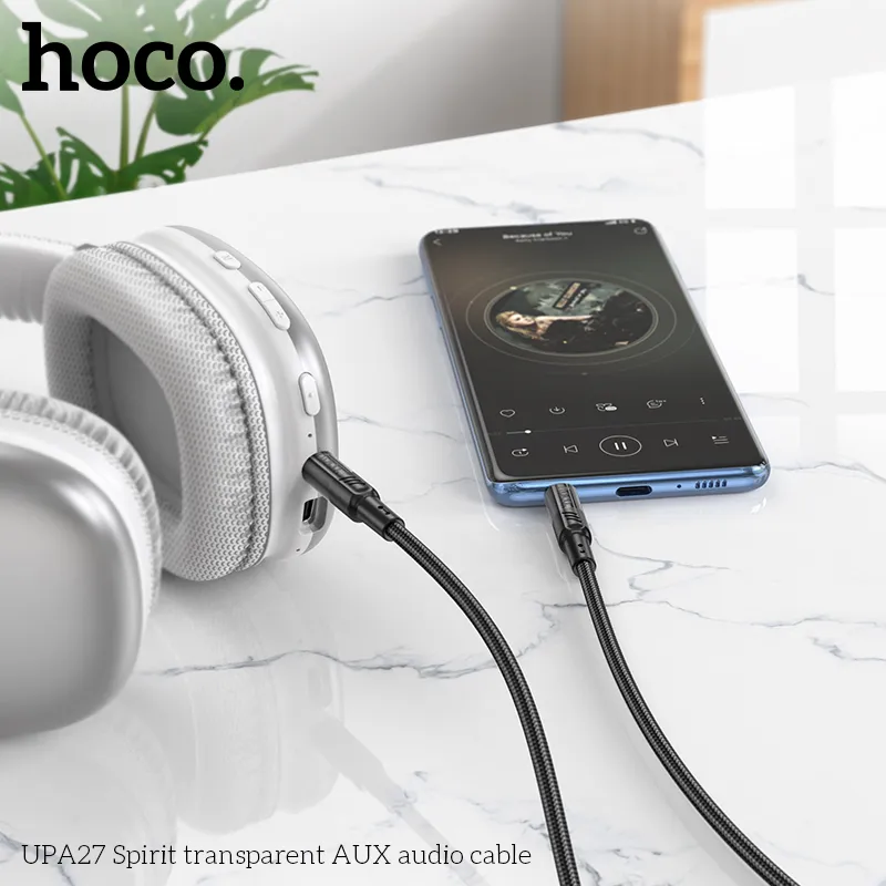 Cáp Chuyển Đổi Âm Thanh Hoco UPA27 Spirit transparent AUX thiết kế trong suốt hiện đại