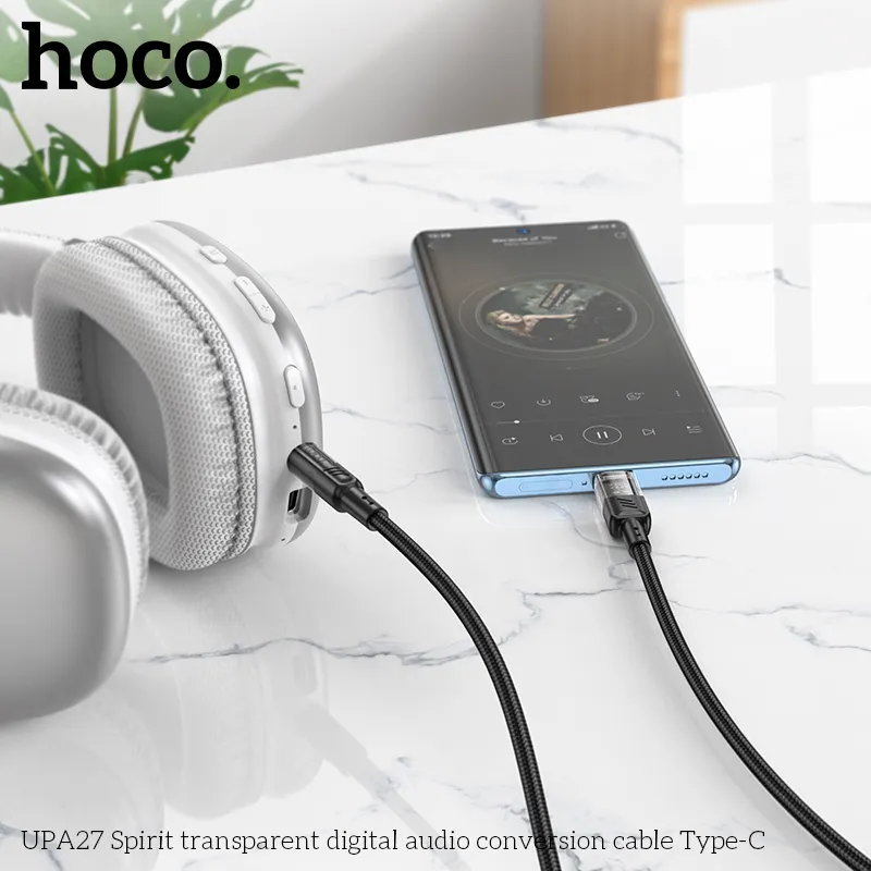 Cáp Chuyển Đổi Âm Thanh Hoco UPA27 Spirit transparent Type-C thiết kế trong suốt sang 3.5mm