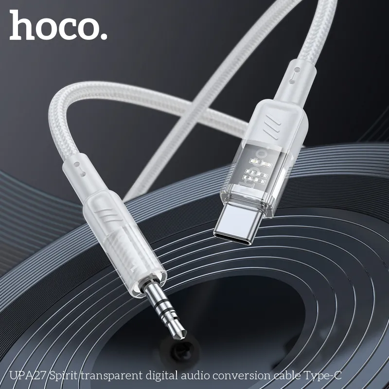 Thiết kế dây bện dệt phun hai màu trong suốt của cáp Hoco UPA27 Spirit