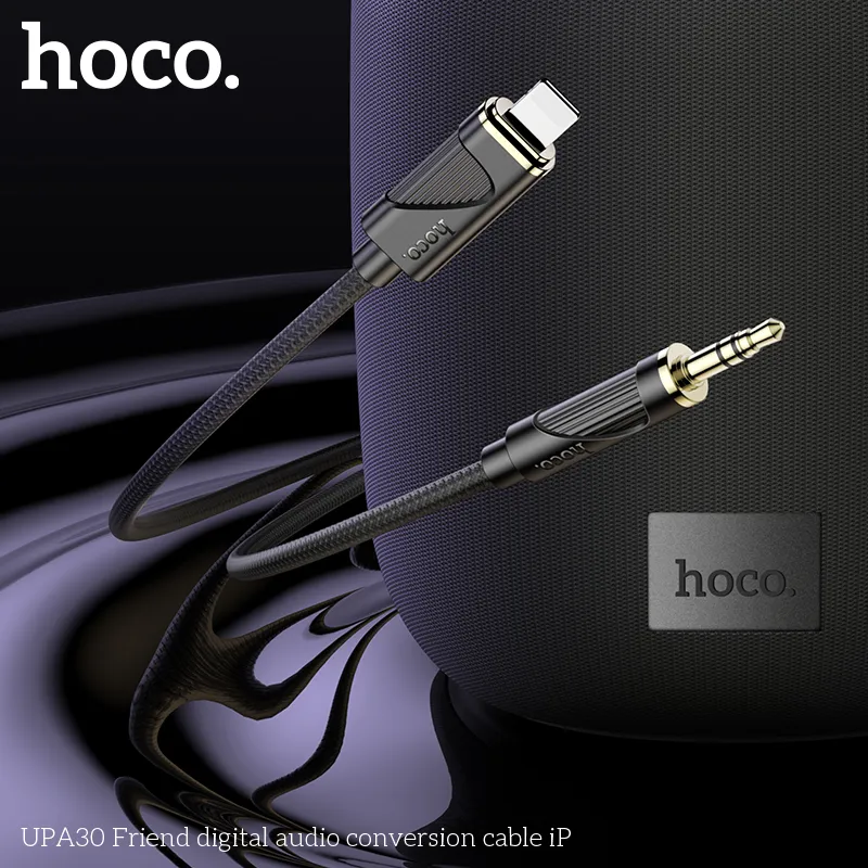 Thiết kế cáp Hoco UPA30 với đầu Lightning và DC 3.5 tiện lợi, nhỏ gọn, chống rối hiệu quả