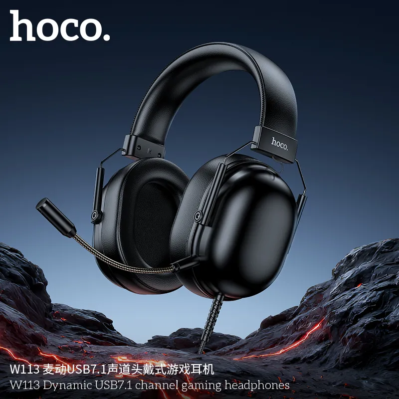 Kích thước tai nghe gaming Hoco W113 gọn nhẹ, dây dài 2m thuận tiện sử dụng