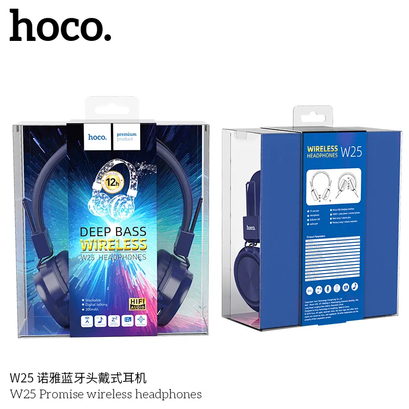 Kích thước tai nghe Bluetooth Hoco W25 Promise Wireless nhỏ gọn 180x150x70mm, trọng lượng nhẹ 161g