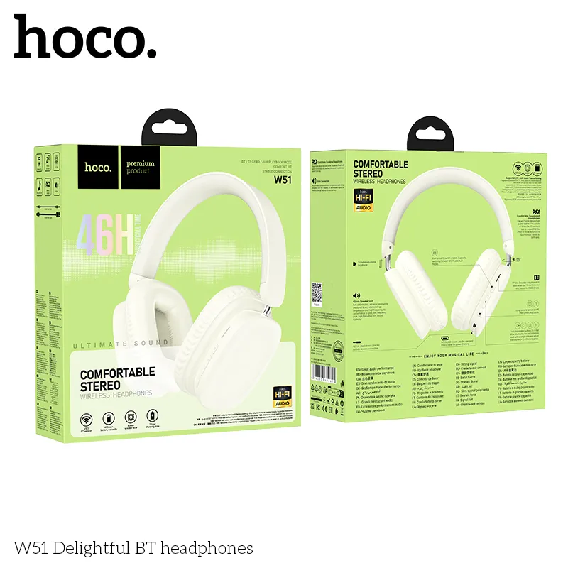 Tai Nghe Bluetooth Chụp Tai Hoco W51 Delightful với thiết kế hiện đại và âm thanh chất lượng cao
