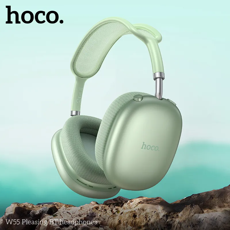 Thiết kế tai nghe Bluetooth Hoco W55 Pleasing tai chụp mềm mại, dễ chịu khi đeo lâu