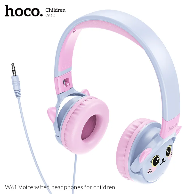 Tai nghe có dây trẻ em Hoco W61 chất lượng cao, thiết kế an toàn và bền bỉ