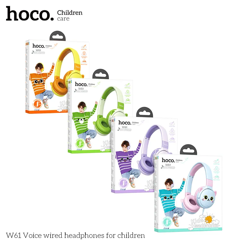 Kích thước tai nghe Hoco W61 nhỏ gọn 175*163*69mm, trọng lượng 110g phù hợp trẻ em