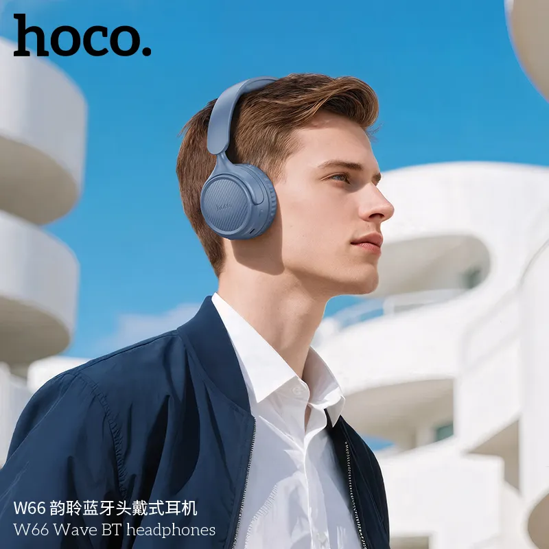 Tai nghe Hoco W66 Wave thiết kế chụp tai êm ái bằng da PU và ABS bền chắc