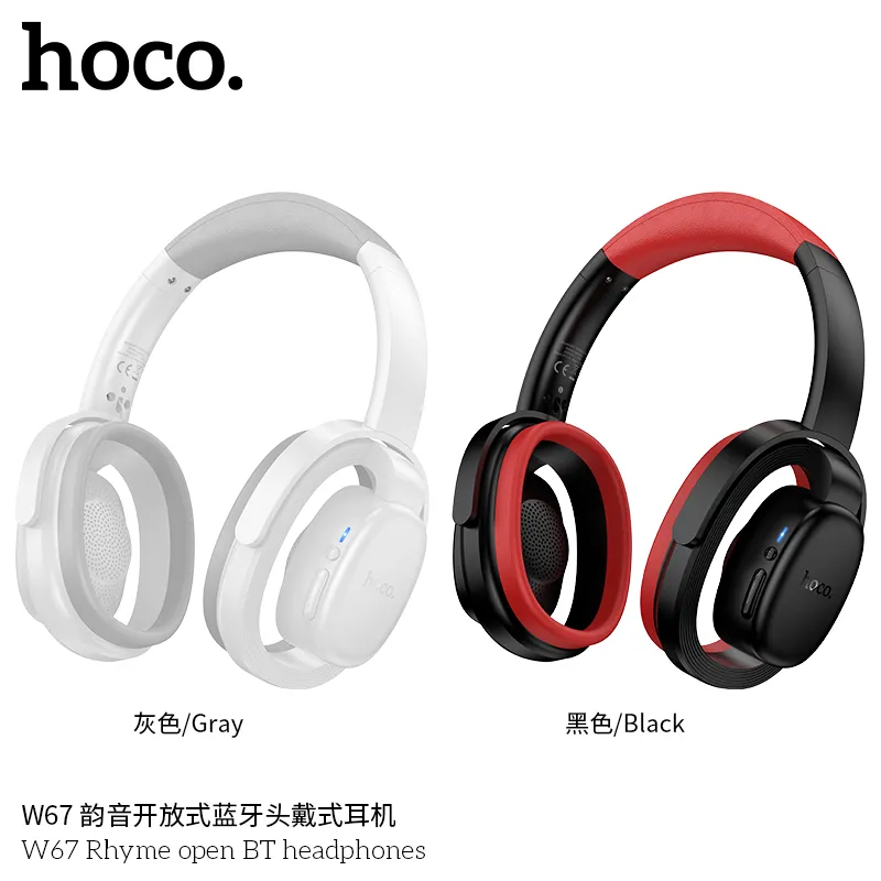 Tai Nghe Bluetooth Chụp Tai Hoco W67 Rhyme Open với thiết kế mở hiện đại