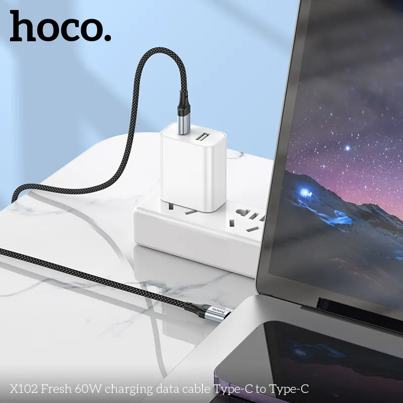 Cáp Sạc Type-C to Type-C Hoco X102 Fresh 60W chất lượng cao, bền bỉ và ổn định