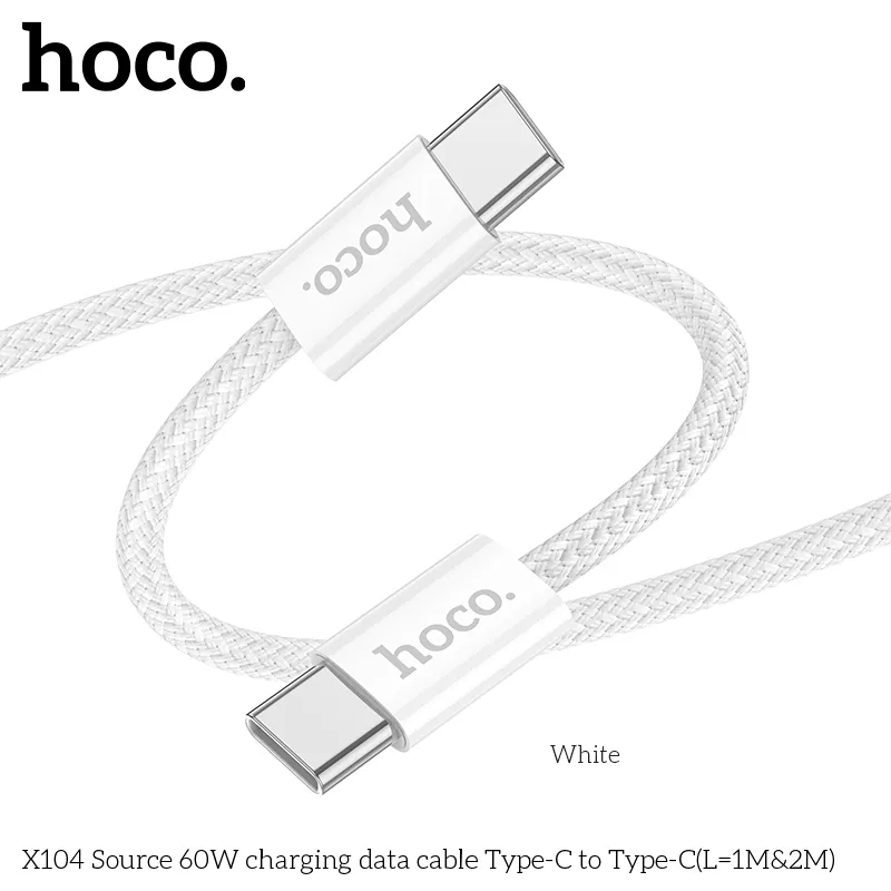 Cáp Type-C Hoco X104 hỗ trợ sạc nhanh công suất 60W cho laptop và điện thoại