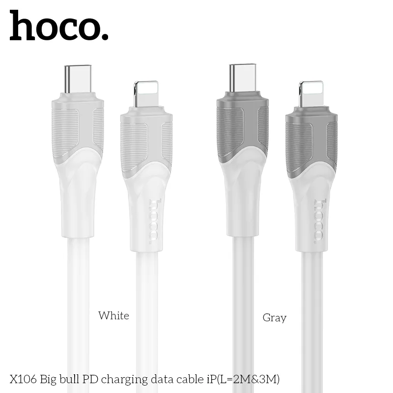 Cáp sạc Hoco X106 Big Bull kiểu dáng dày dặn, lớp vỏ TPE chống đứt gãy hiệu quả