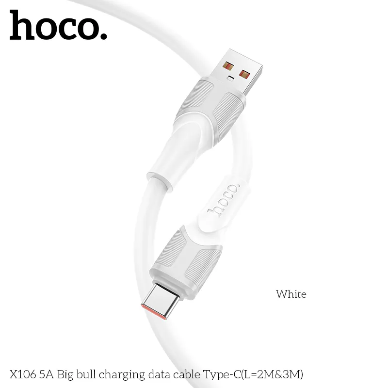 Kích thước dài 3m, trọng lượng 125g, phù hợp nhu cầu sử dụng dài hạn Cáp Sạc Type-C Hoco X106 Big Bull 5A 3M sạc nhanh cực tốc độ, bền bỉ, chính hãng, mua ngay