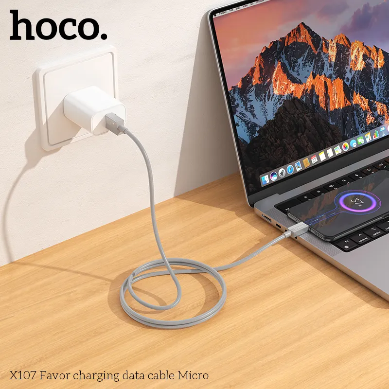 Thiết kế cáp sạc Micro Hoco X107 Favor nhỏ gọn, tiện lợi và chắc chắn