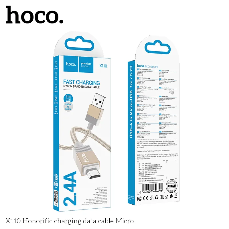 Đóng gói gọn nhẹ, bảo vệ cáp Micro Hoco X110 trong hộp sang trọng