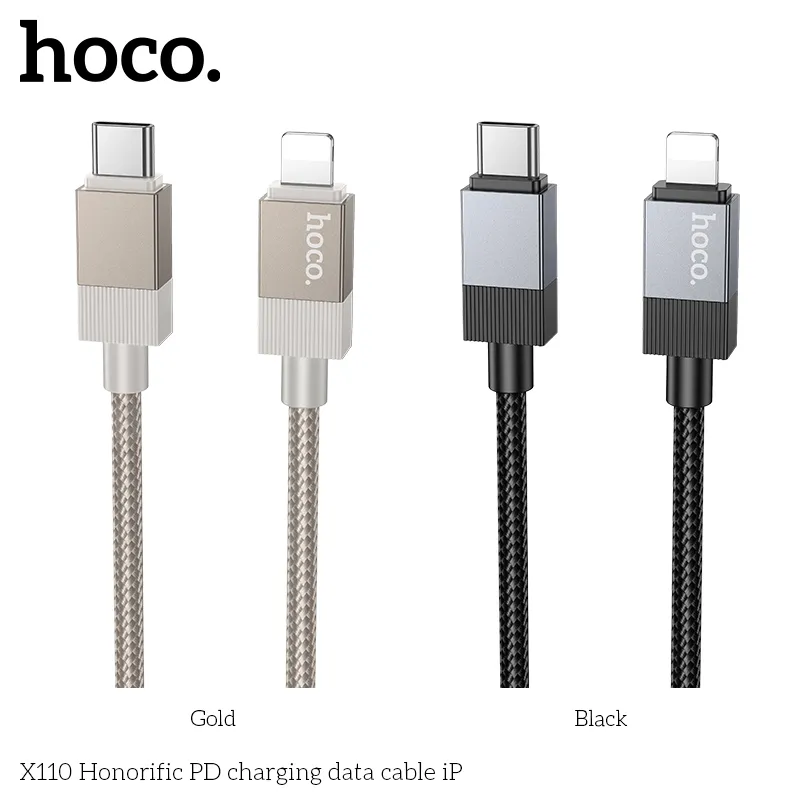 Cáp Sạc PD iP Hoco X110 Honorific thiết kế tinh tế, bền bỉ, hỗ trợ sạc nhanh hiệu quả