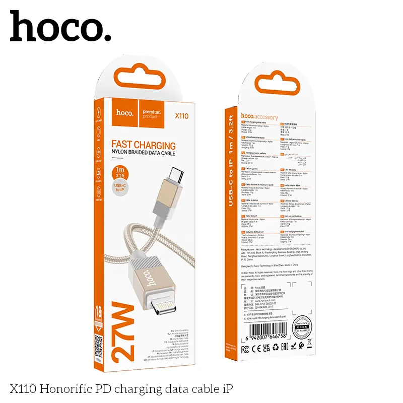 Đóng gói Cáp Sạc PD iP Hoco X110 Honorific gọn nhẹ, dễ bảo quản