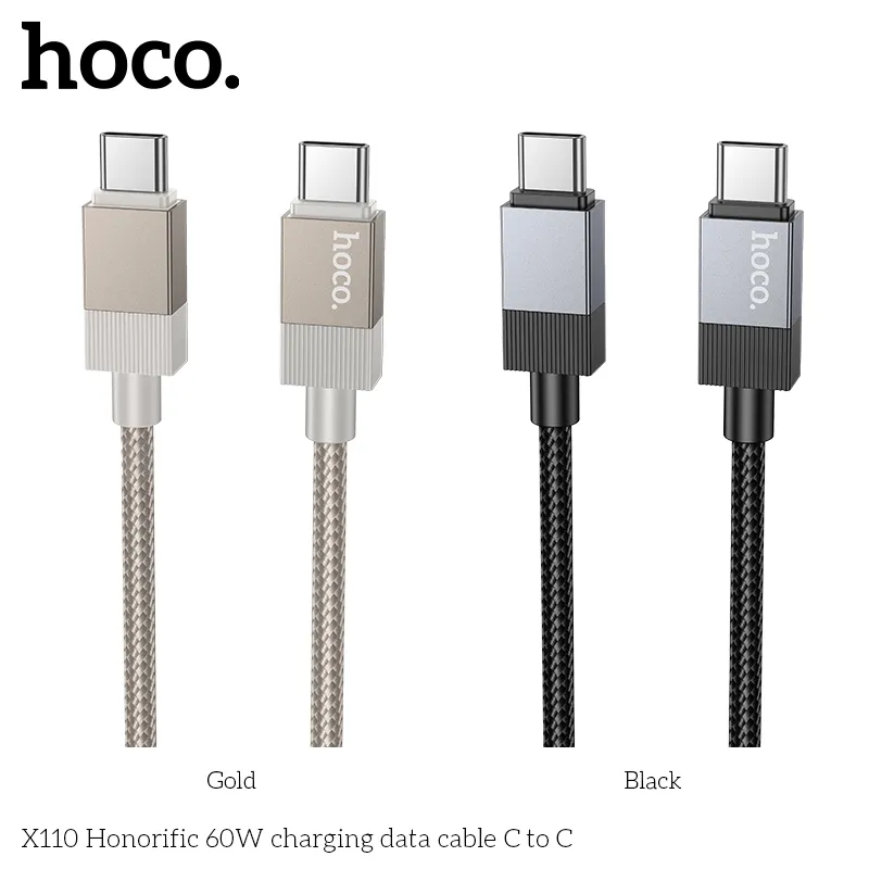 Cáp Sạc Type-C to Type-C Hoco X110 Honorific 60W chất lượng cao, thiết kế bền bỉ tinh tế