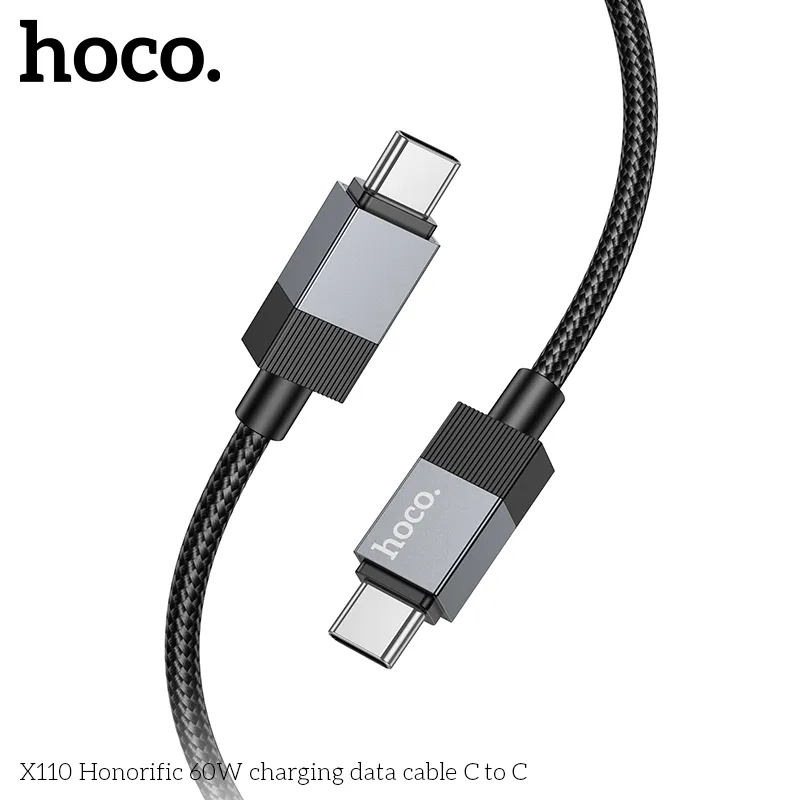 Thiết kế cáp sạc Hoco X110 với bề ngoài bện nylon chống gãy dây hiệu quả