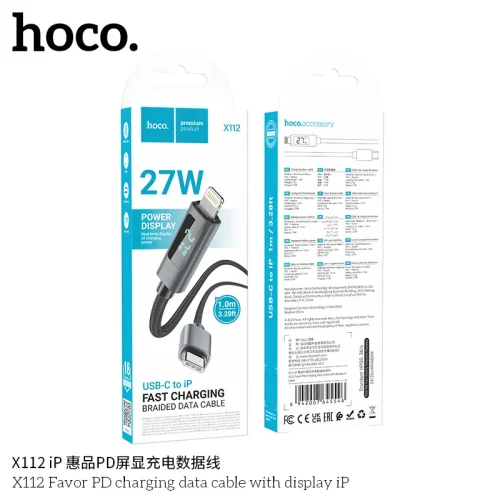 Cáp Sạc PD iP Hoco X112 Favor with Display