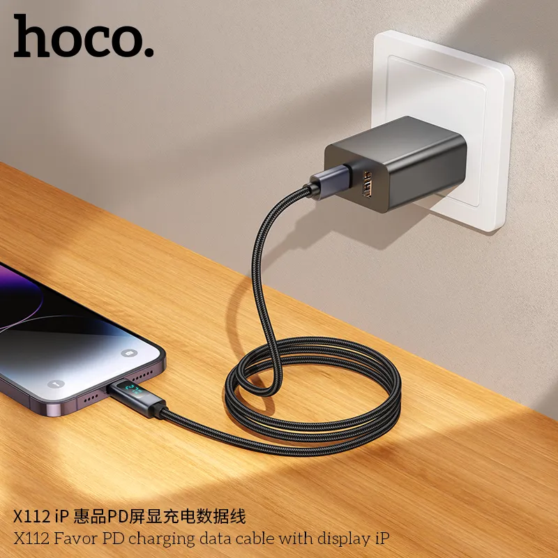 Cáp Sạc PD iP Hoco X112 Favor with Display thiết kế bền bỉ và tiện ích hiển thị nguồn chính xác