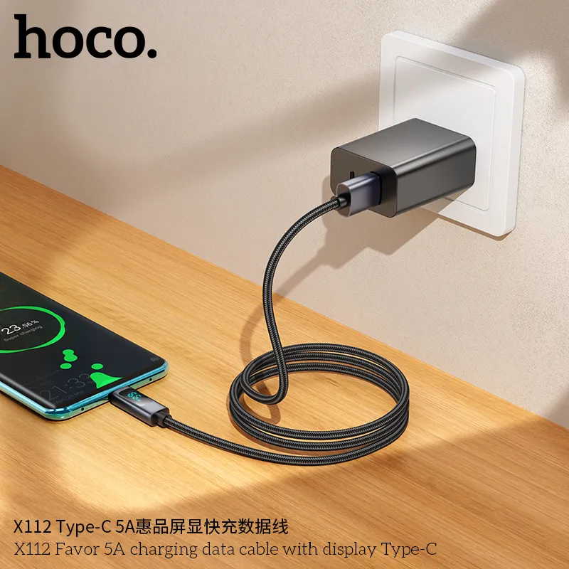 Cáp Sạc Type-C Hoco X112 Favor 5A with Display mô tả chung chất lượng cao và bền bỉ