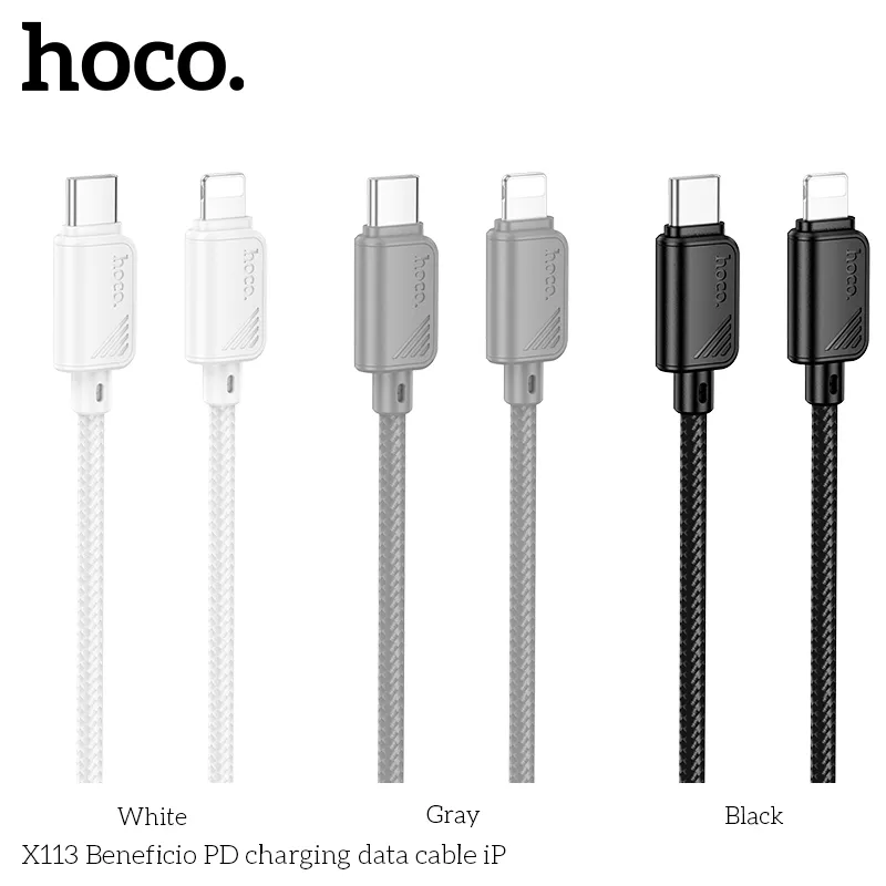 Cáp Sạc PD iP Hoco X113 Beneficio thiết kế bền bỉ, tiện lợi cho sạc nhanh Apple PD 27W