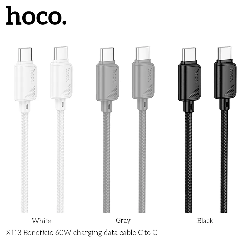 Cáp Sạc Type-C to Type-C Hoco X113 Beneficio 60W bền bỉ, hiệu suất cao