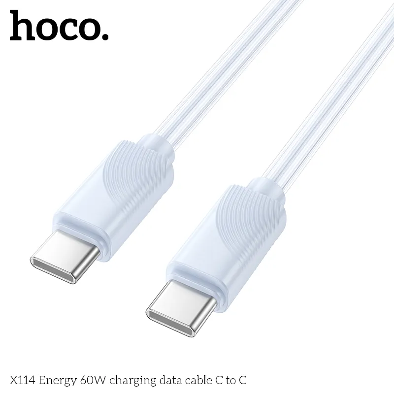 Thiết kế cáp sạc Hoco X114 Energy với lớp vỏ PVC chịu lực, màu sắc trang nhã, kiểu dáng thon gọn