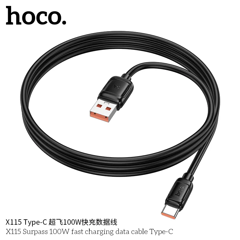 Cáp sạc Type-C Hoco X115 có thiết kế tinh tế, vỏ chất liệu PVC chống chịu cao