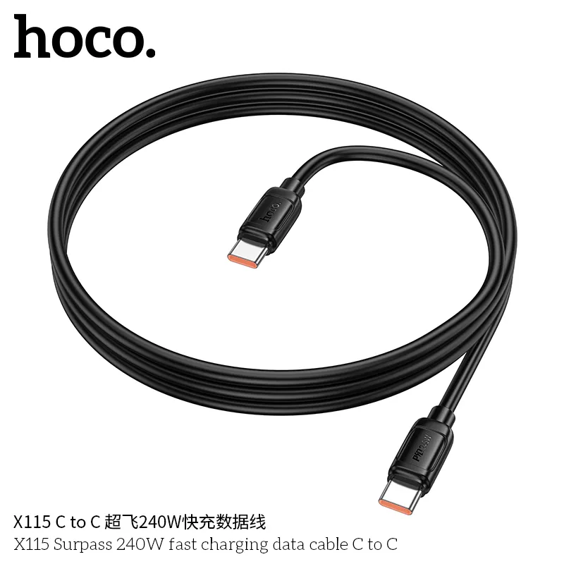 Cáp Sạc Type-C to Type-C Hoco X115 Surpass 240W thiết kế bền bỉ hiệu năng cao