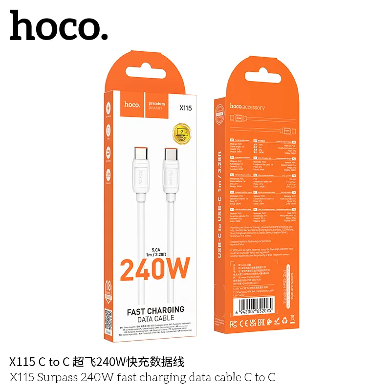 Thiết kế nhỏ gọn, vỏ PVC chống mài mòn cho cáp Hoco X115