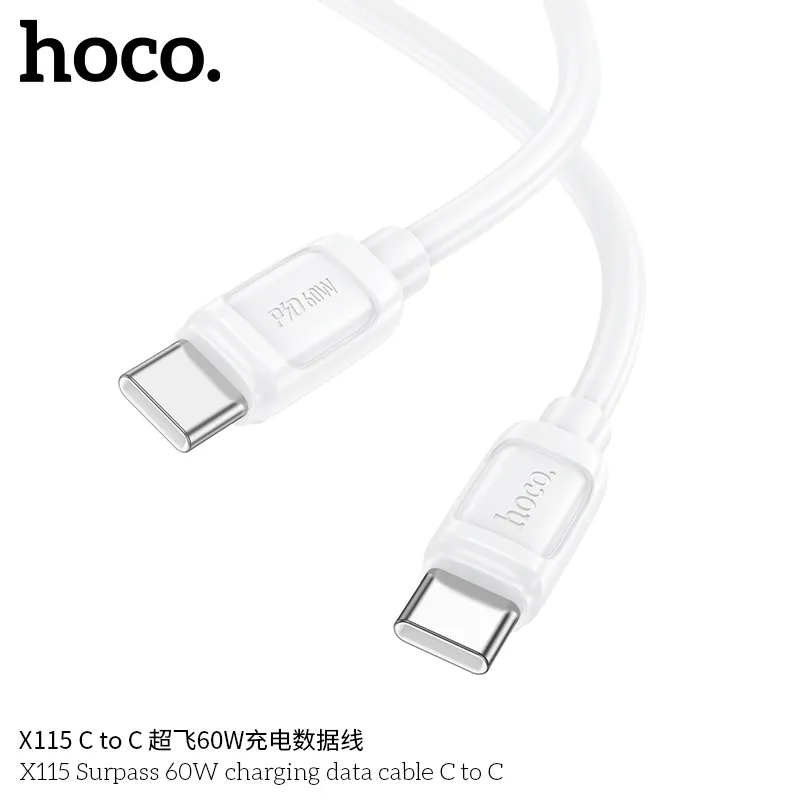 Cáp Sạc Type-C to Type-C Hoco X115 Surpass 60W thiết kế tiện lợi chất lượng cao