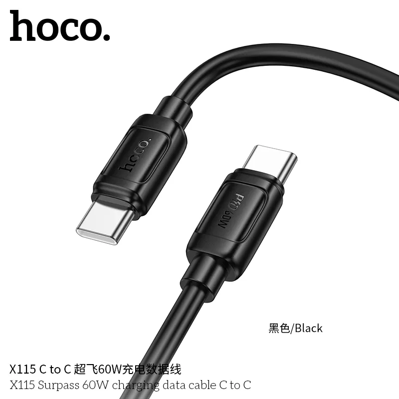Kích thước cáp Type-C Hoco X115 dài 1m trọng lượng nhẹ 27g dễ mang theo