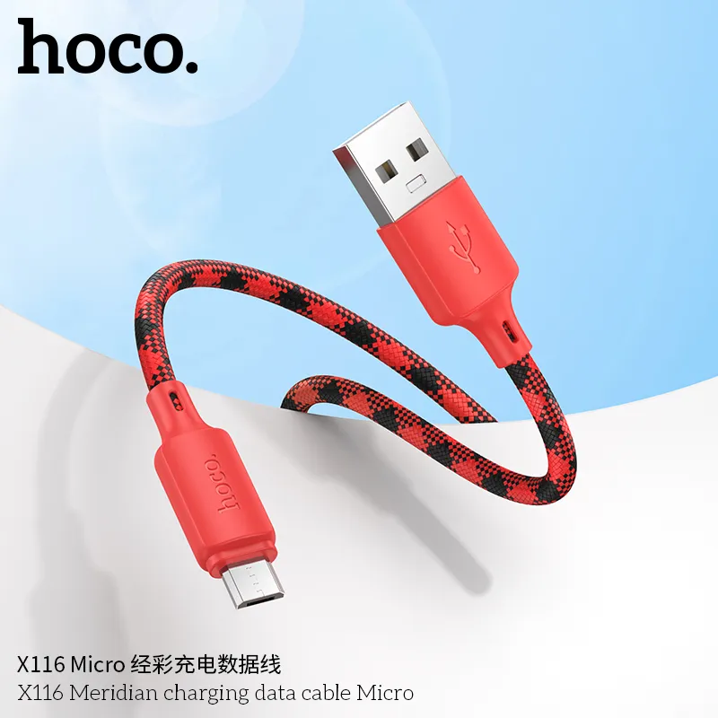 Cáp Sạc Micro Hoco X116 Meridian thiết kế bền bỉ, sạc nhanh 2.4A hiệu quả cao