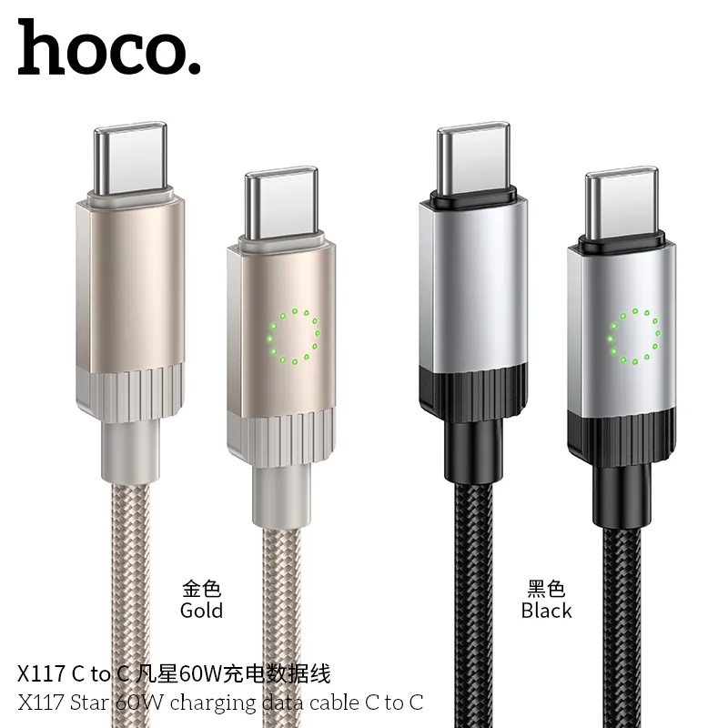 Tính năng chi tiết cáp sạc Hoco X117 Star 60W: dài 1m, trọng lượng nhẹ 26g, lõi đồng chất lượng