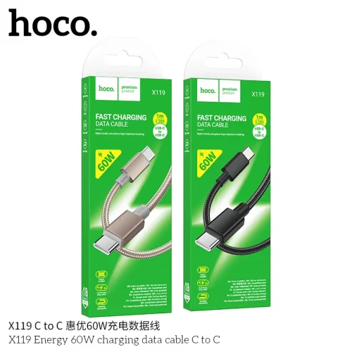 Cáp Sạc Type-C to Type-C Hoco X119 Energy 60W Unpackaged