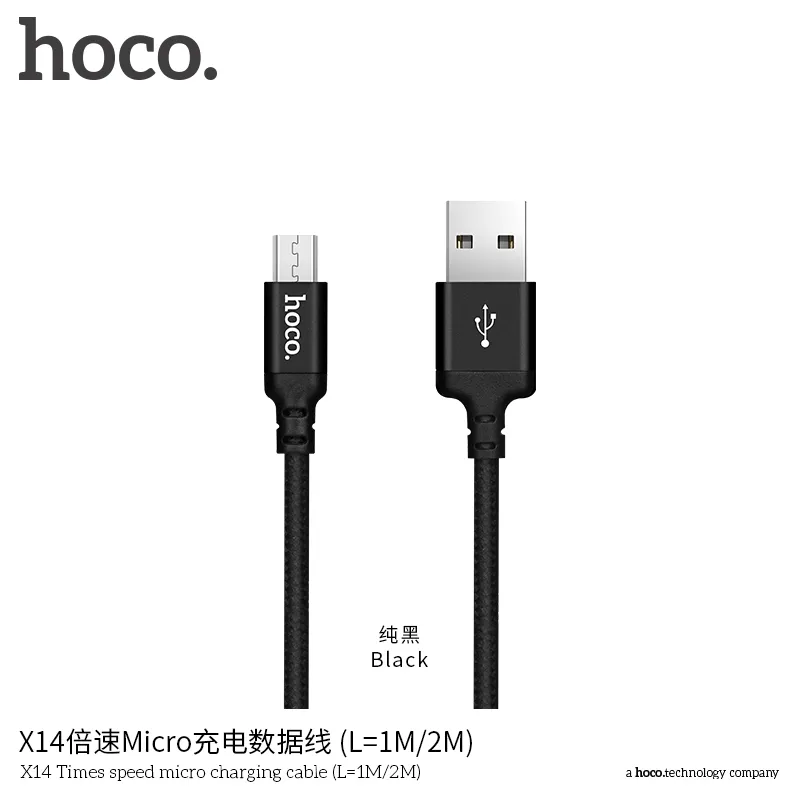 Cáp sạc Hoco X14 với lớp bện nylon chống đứt, đầu nối hợp kim nhôm chắc chắn