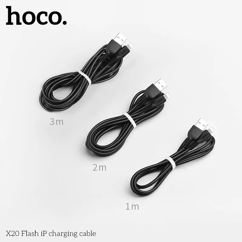 Cáp Sạc iP Hoco X20 Flash L=1M tính năng lõi đồng 72 sợi siêu bền và lớp vỏ PVC chịu lực tốt