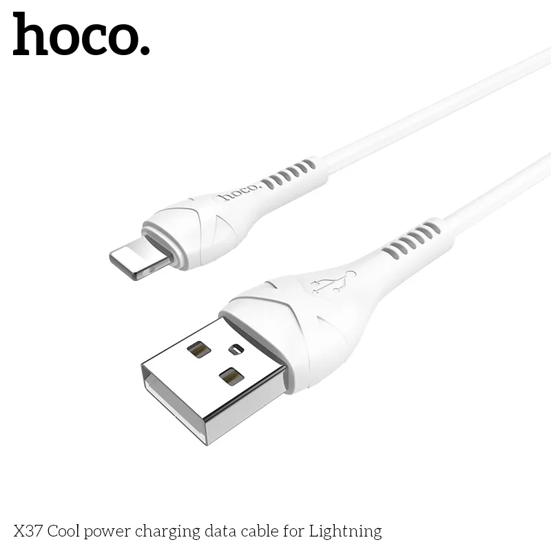 Thiết kế cáp sạc iP Hoco X37 Cool Power với đầu nối PVC chắc chắn