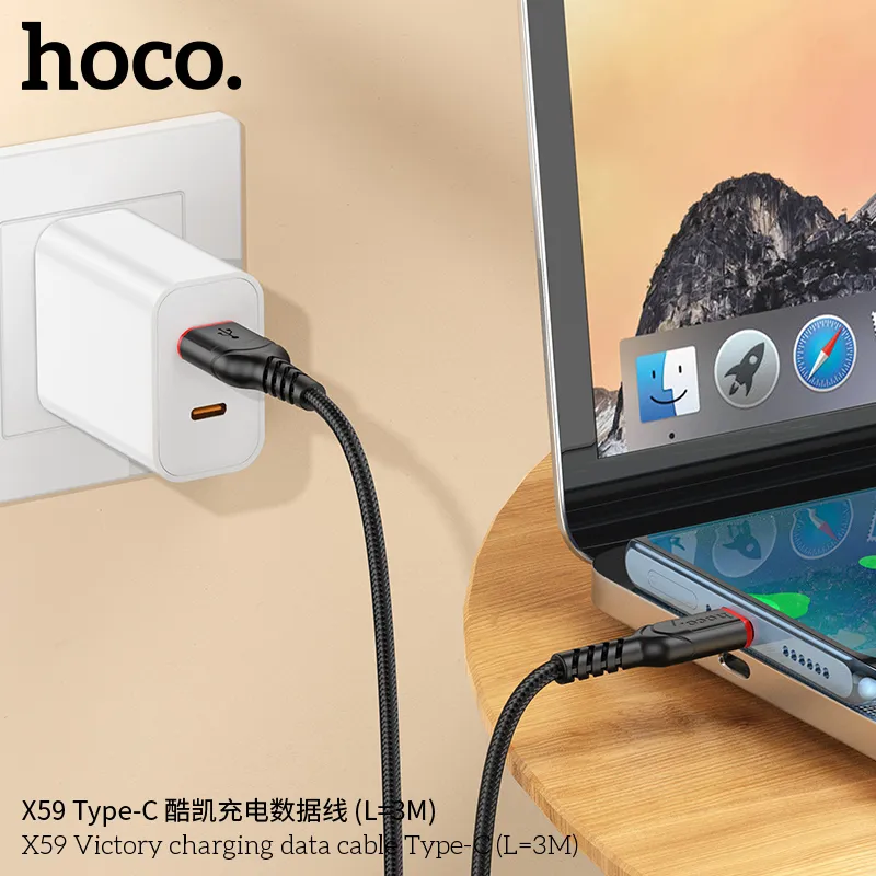 Cáp Sạc Type-C Hoco X59 Victory L=3M chính hãng chất lượng cao bền bỉ