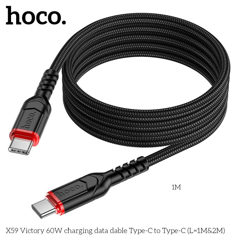 Cáp Sạc Type-C to Type-C Hoco X59 Victory 60W L=2M chất lượng cao bền bỉ